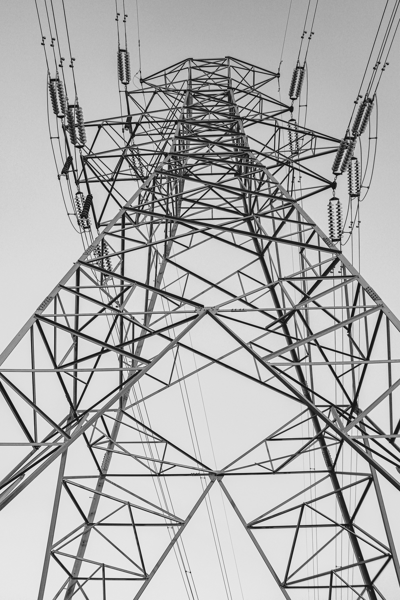 Transmission tower, low-angle view